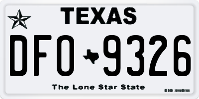TX license plate DFO9326