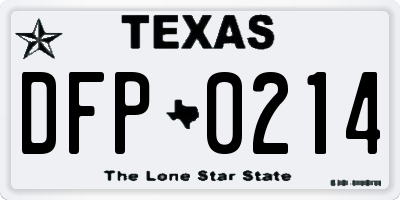 TX license plate DFP0214
