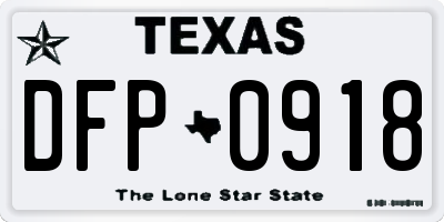 TX license plate DFP0918