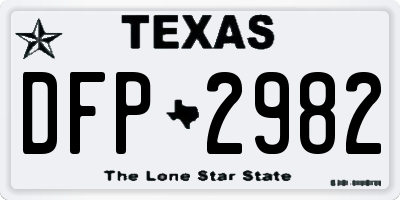 TX license plate DFP2982