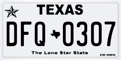TX license plate DFQ0307