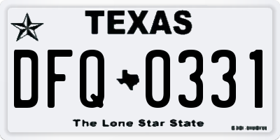 TX license plate DFQ0331