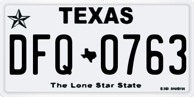 TX license plate DFQ0763