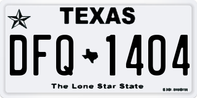 TX license plate DFQ1404