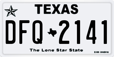 TX license plate DFQ2141