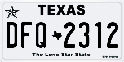 TX license plate DFQ2312