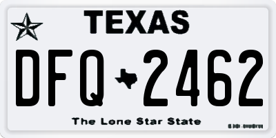 TX license plate DFQ2462