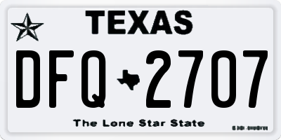 TX license plate DFQ2707