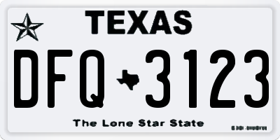 TX license plate DFQ3123