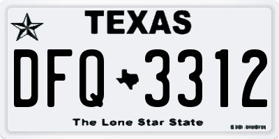 TX license plate DFQ3312