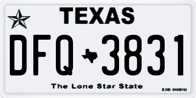 TX license plate DFQ3831