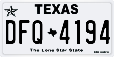 TX license plate DFQ4194