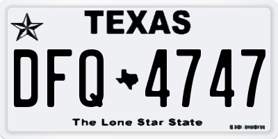 TX license plate DFQ4747