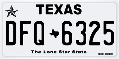TX license plate DFQ6325