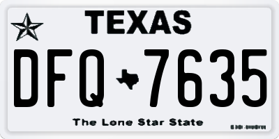 TX license plate DFQ7635