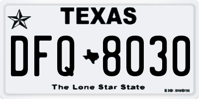 TX license plate DFQ8030