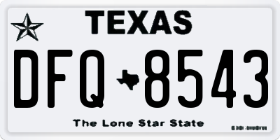 TX license plate DFQ8543