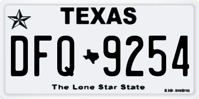 TX license plate DFQ9254