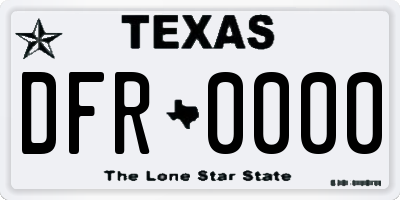 TX license plate DFR0000