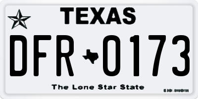 TX license plate DFR0173