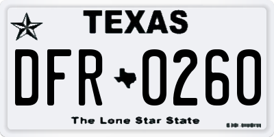 TX license plate DFR0260