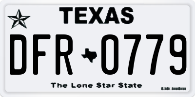 TX license plate DFR0779