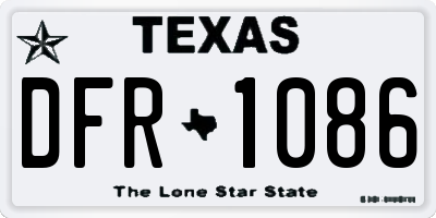 TX license plate DFR1086