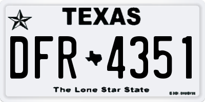 TX license plate DFR4351