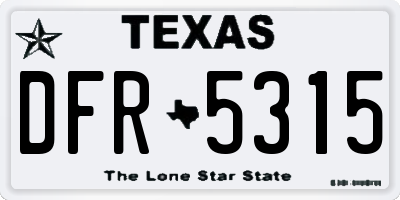 TX license plate DFR5315