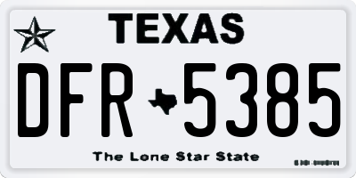 TX license plate DFR5385
