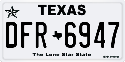 TX license plate DFR6947