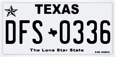 TX license plate DFS0336