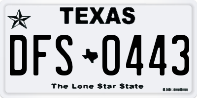 TX license plate DFS0443