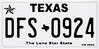 TX license plate DFS0924