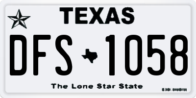 TX license plate DFS1058
