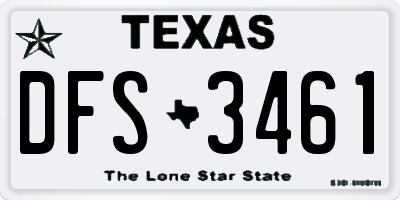 TX license plate DFS3461