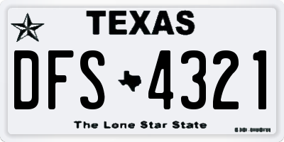 TX license plate DFS4321