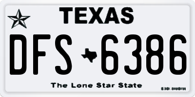 TX license plate DFS6386