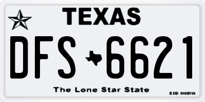 TX license plate DFS6621