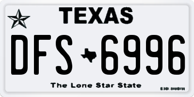 TX license plate DFS6996