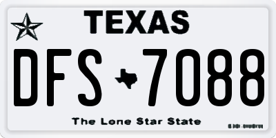 TX license plate DFS7088