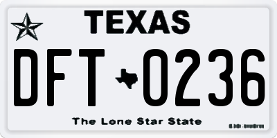 TX license plate DFT0236