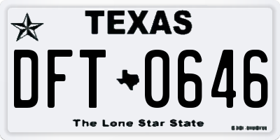 TX license plate DFT0646