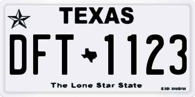 TX license plate DFT1123