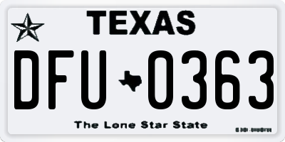 TX license plate DFU0363