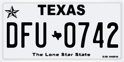 TX license plate DFU0742