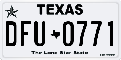 TX license plate DFU0771