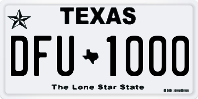 TX license plate DFU1000