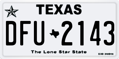 TX license plate DFU2143