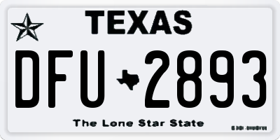 TX license plate DFU2893